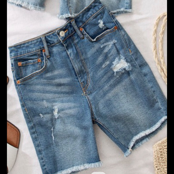 Distressed not Stressed Bermuda Shorts